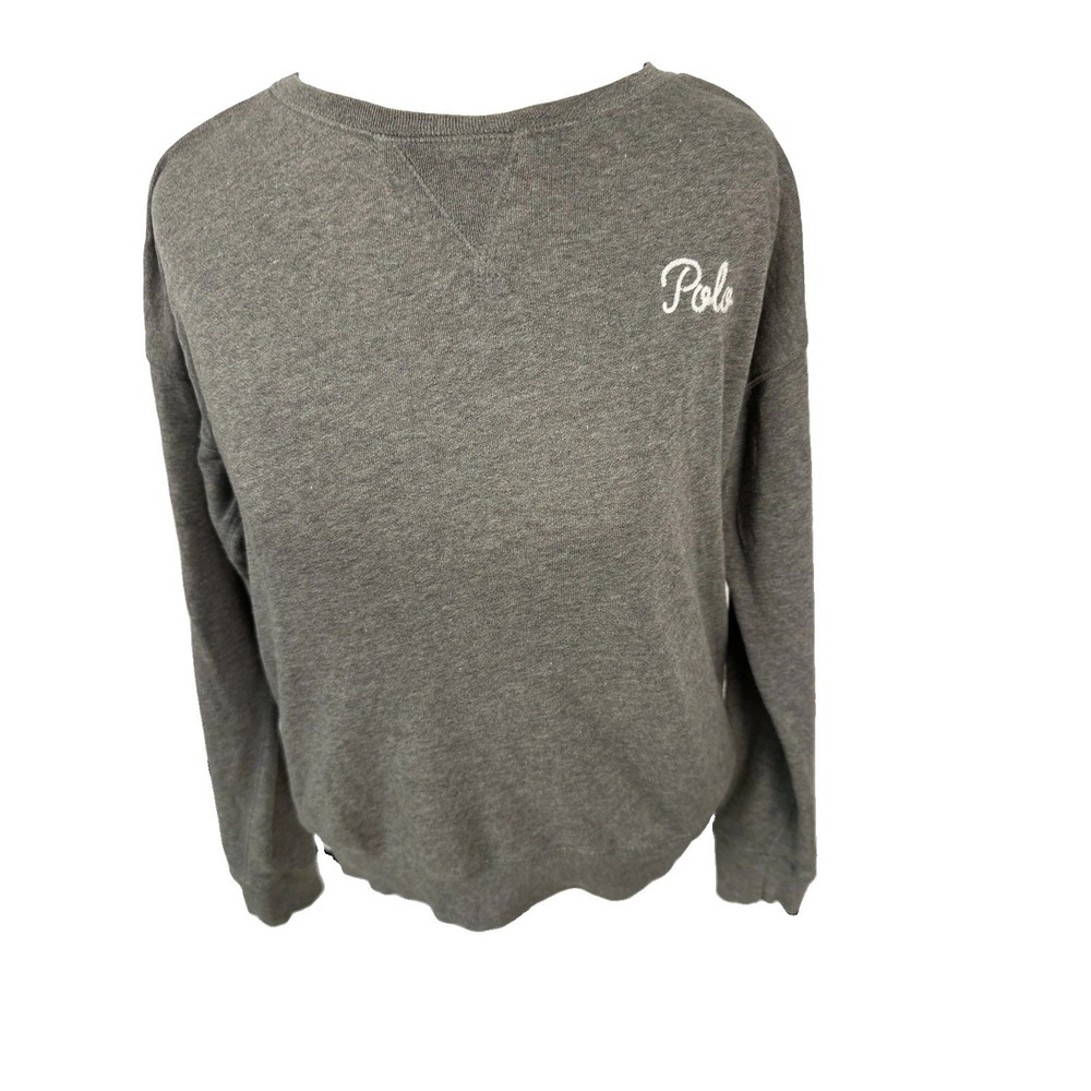 Polo Ralph Lauren Girls Sz XL(16) French Terry Sweatshirt Heather Gray Cotton Bl